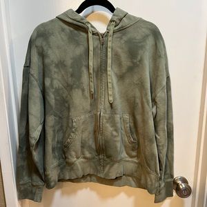 Olive tie-dye, zip up Hoodie